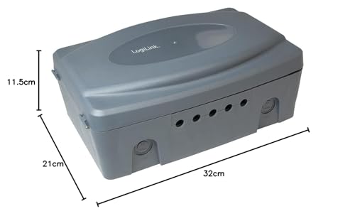 LogiLink LPS223 - wetterfeste Elektronik Box für den Aussenbereich (Outdoor) in grau mit Staub und Spritzwasserschutz (IP54), 32x21x11.5cm