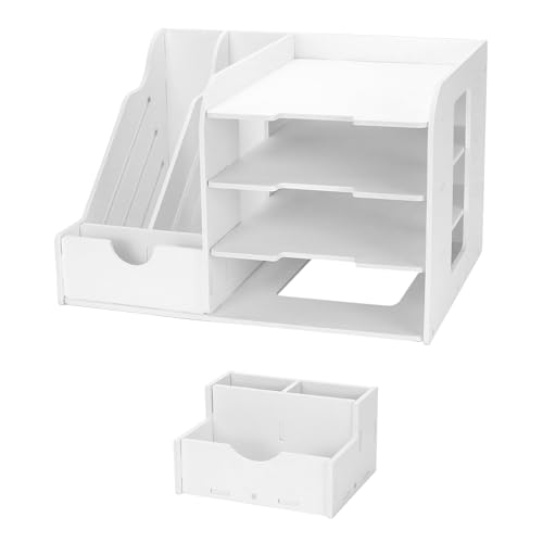 QWORK® Organizador de Escritorio de Oficina, Organizador Papeles, Soporte de Documentos A4, 4 Niveles - imagen 7
