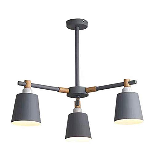 E27 Lámpara de techo vintage rústica madera y hierro para comedor