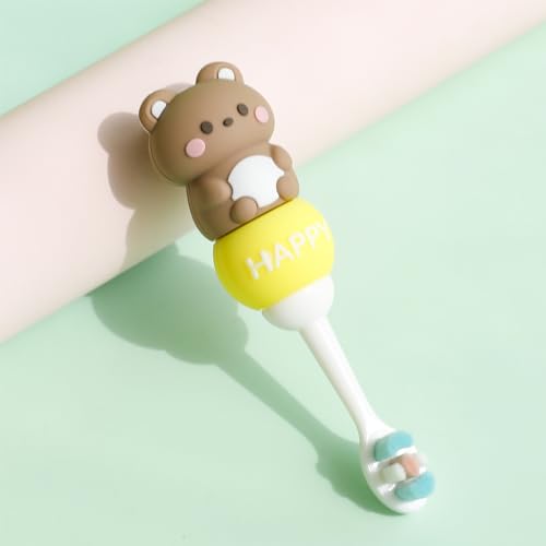 Image of StarAndDaisy Baby Tooth Brush /Manual Toothbrush 1 Year + Kids With Soft And Fluffy 10000 Gentle Bristles, 80 Micron Split-Beam Bristle, Non-Slip Comfortable Dinosaur Handle (Brown, 1), 1 count