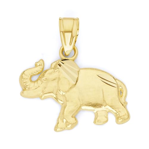 Solid Gold Elephant Pendant in 10k or 14k - Animal Symbol Good Luck Charm (10k Gold)