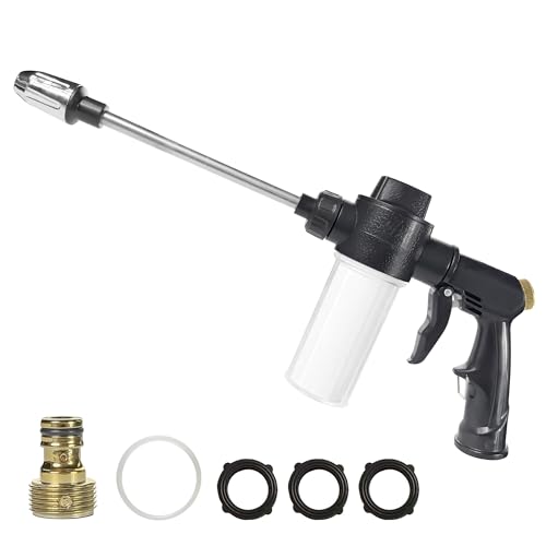 SPHAN High Pressure Foam Gun for Garden Hose, Car Wash Soap Sprayer with 3.5oz/100cc Plastic Soap Dispenser Bottle, Adjustable Nozzle for Gardening, Solar Panel Cleaning, Pet Showering