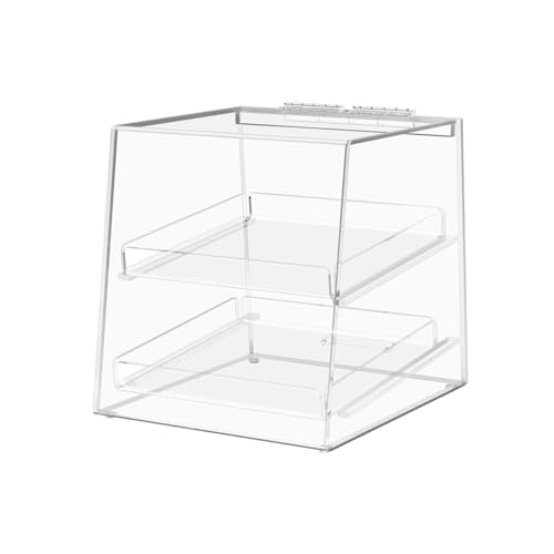 Marketing Holders 2 Layer Bakery Pastry Display Case Bakery Pastry Display Cabinet Acrylic with Two Removable Trays and Hinged Door BPE Free 10.25