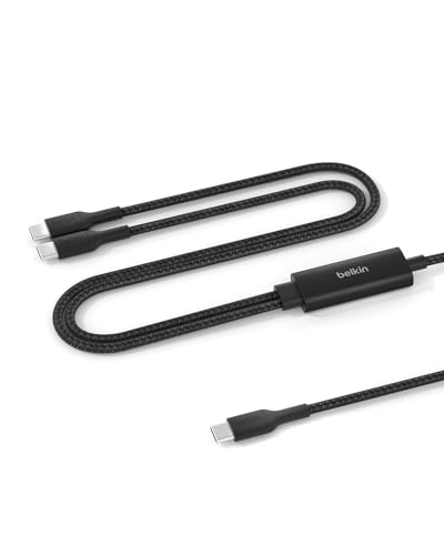 Image of Belkin 2-in-1 USB C to USB C Cable 140W, 5ft Braided Dual Charging Cable - Fast-Charging Combo Cord w /Smart Power Sharing for MacBook, iPhone, iPad, Samsung, Pixel, & More - Travel Essentials - Black