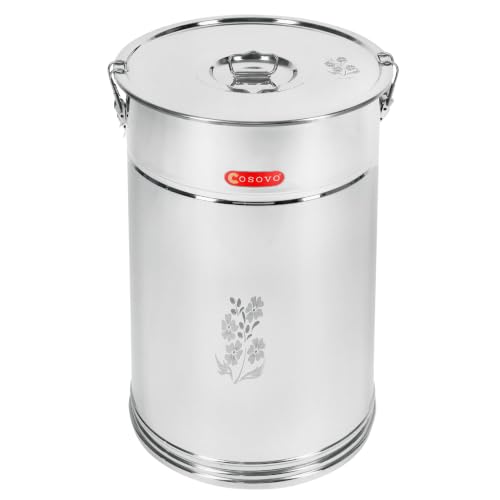Image of COSOVO Rice Storage Container | Steel Storage Box Drum | Grocery Container for Kitchen | Kothi | Steel Container | Steel Dibba | Storage Box | Drum (30KG /35L)