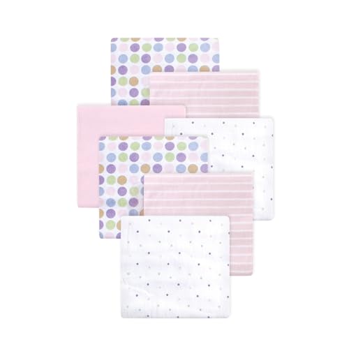 Image of Little Treasure Luvable Friends Cotton Poly Flannel Receiving Blankets Multipack, Pink Stripes, 30x30 inches