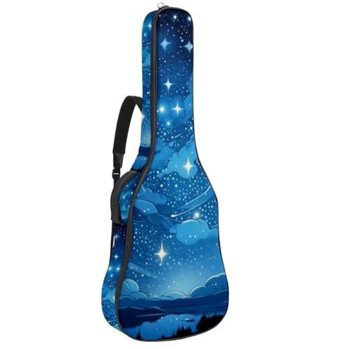 Housse guitare acoustique 40-42" imperméable bleu ciel étoilé