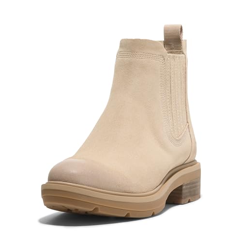 Timberland Women's Brimfield Mid Chelsea Boot, Light Beige Suede, 9 Medium