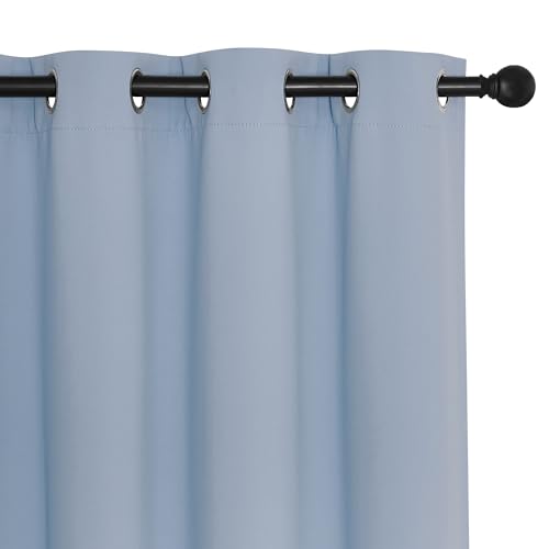NICETOWN Vintage Blue Blackout Curtain for Living Room - Solid Thermal Insulated Grommet Blackout Panel/Drape for Bedroom Kitchen Window (1 Panel, 52 inches Wide by 54 inches Long)