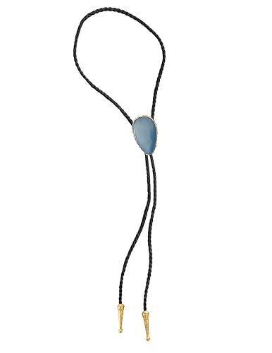 Image of Daisy Del Sol Gemstone Bolo Tie Braided Vegan Faux Leather Natural Stone Gold Handmade Necklace Adjustable Boho Western Jewelry