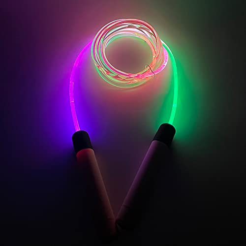 Bertiveny Led Rainbow Jump Rope For Kids Light Up Exercise Jump Rope For Sport Interest Luminous Adjustable Skipping Ropes For Decompression Women Leisure Men Fitness (Pink) #TOP1