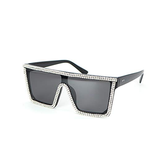 Oversized Square Sunglasses For Women Men Bling Rhinestone Flat Top Shades2