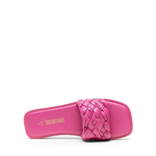 dream pairs women39s square open toe slide sandals cute slip on braided slides flat sandals for summer