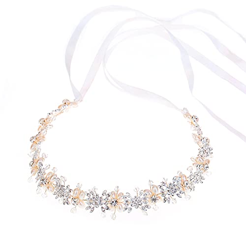 Diadema de fiesta con diamantes de imitación, diadema con flores, tocado para niñas, accesorios para el cabello de despedida de soltera