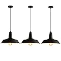 WDLT 3 Pack Farmhouse Pendant Light Vintage Black, Kitchen Island Pendant Lighting 14 inch lampshade, Loft Metal Industrial Pendant Light, Adjustable Hanging E26 Light Fixtures, Bulbs Not Included