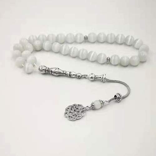 Cuentas de oración de piedra natural 5A ojo de gato Tasbih de 0.315in, 0.394in, 0.472in, 33, 45, 66, 99 cuentas rosario de piedra (0.315in x 45