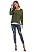 UGET Women's Oversized Baggy Tops Off Shoulder Loose Fitting Pullover Casual Blouse T-Shirt Sweater Long Batwing Sleeve Large Army Green