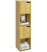 FurnitureR Estante de Exhibición Independiente Estante de Almacenamiento de 4 Cubos con 2 Puertas...