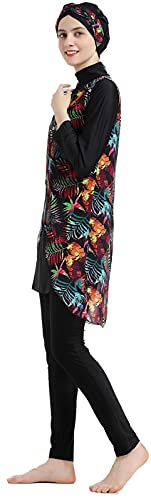 WOWDECOR Muslim Swimwear for Women Floral Modesty Swimsuit Islamic Hijab Burkini Beachwear Tankini Swimming Costume