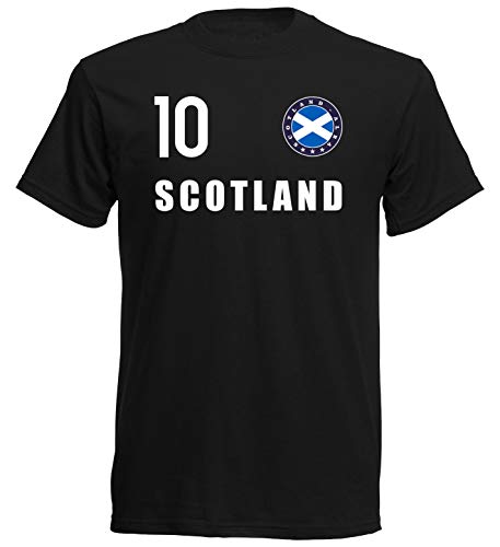 FH10 SC   Camiseta de Escocia con emblema y escudo de fútbol n.º 10, Negro , 140