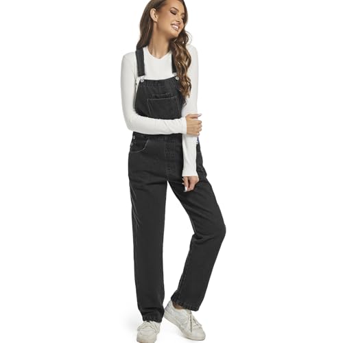 Mars Guard Denim Bib Overalls for Women Jean 90s Retro Dungaree Ladies Loose Fit Fashion Cotton Casual Relaxed Jumpsuit with Pockets