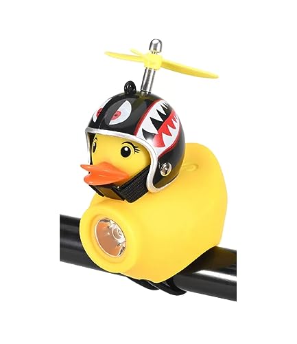 Omeet Upgraded Version Yellow Duck Bike Bell with LED Light and Propeller