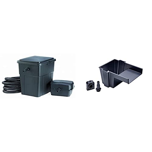 Pontec 51226 PondoClear Set 4000 - Mehrstufiges Filtersystem aus Durchlauffilter und UVC-Einheit (7 Watt) / Komplettset & PondoFall - Quellelement/Auslauflippe für Bachlauf und Wasserfall