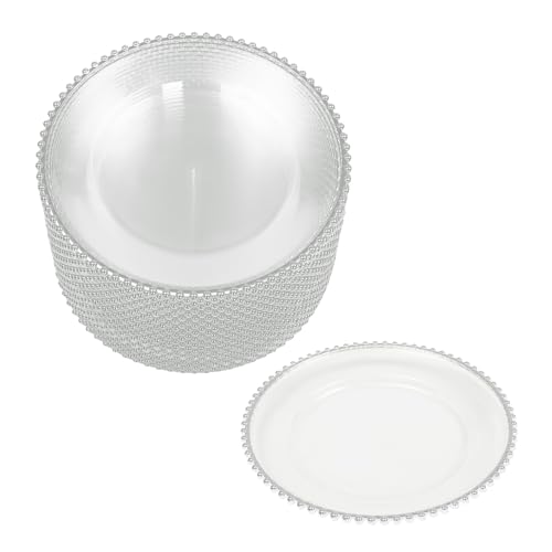 25 Platos Cargadores Plástico Redondo 13 in Plateados miniatura 2
