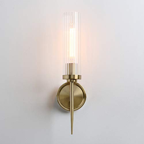 Permo Vintage Bronze Antique Single Wall Sconce Lighting Fixture With 2.8" Cylindrical Clear Glass Shade (1 Head) #TOP5