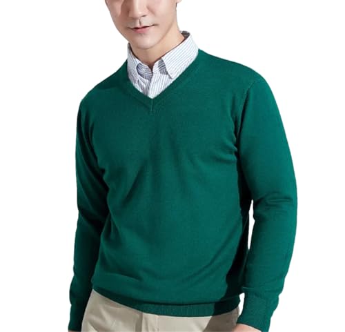 Cashmere Cotton Blend Classic V-Neck Knitted Sweater Men Autumn Winter Soft Warm Business Casual Jumper