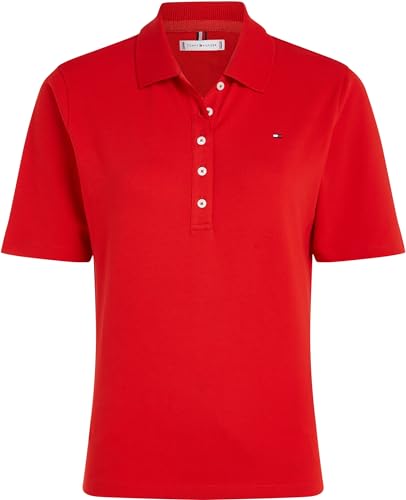 Tommy Hilfiger 1985 Reg Pique Polo SS S/S, Fierce Red, L Femme