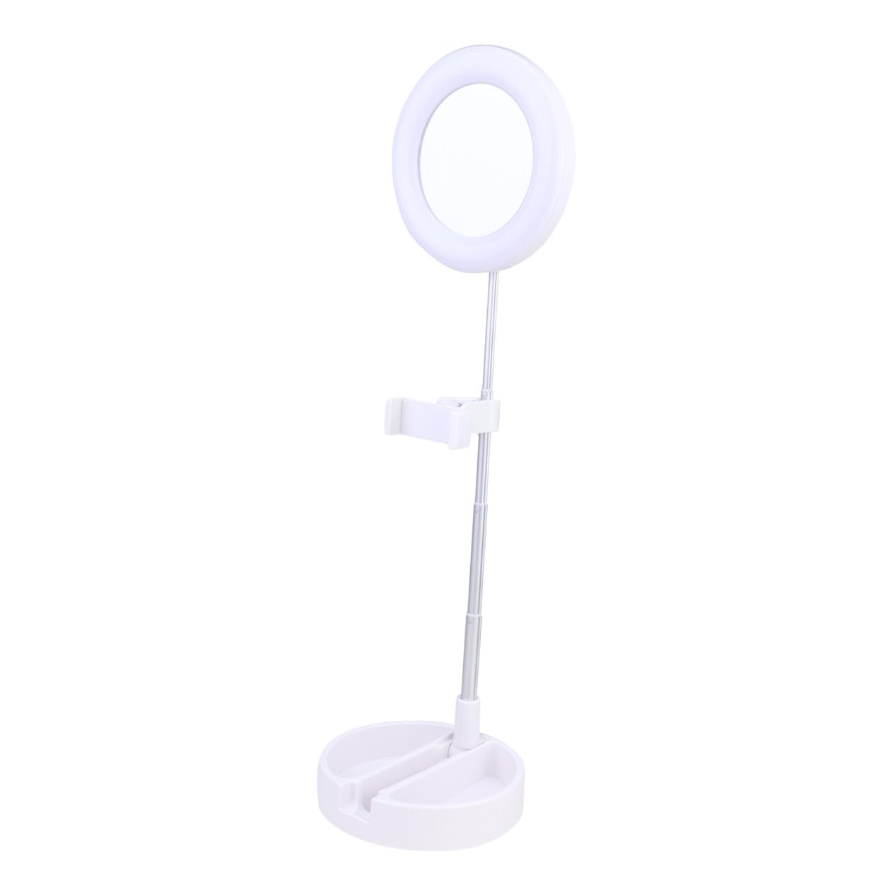 GALPADA Lampada da Tavolo LED ad Anello per Selfie e Trucco con Supporto Regolabile per Cellulare Luce Bianca Multifunzionale per Video Fotografia e Streaming Live