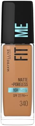 Maybelline New York Fit Me Matte+Poreless Liquid Full Coverage Foundation For Oily Skin, 340 Cappuccino, 30 Ml, Pack Of 1