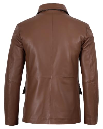 Image of fjackets Mens Leather Blazer Jacket - Real Lambskin Leather Sport Coat, 2-Button, Leather Jacket Men Business to Weekend