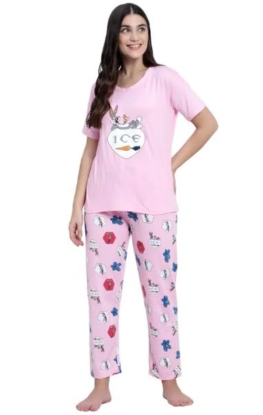 disolve Women Cartoon Print Pajama Sets - Long Pajamas for Women Sleepwear Tops with Long Pants Summer Pjs Sets-picture-47