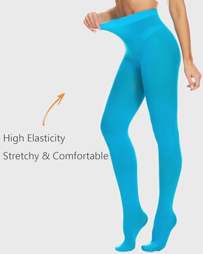 Image of DUCMODA Womens 80 Denier Opaque Tights, Women's Soft Solid Color Footed Pantyhose, High Waist Stocking with 30+ Colors