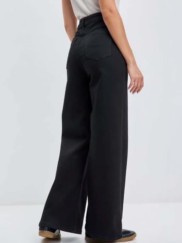 Image of KOTTY Women's Relaxed Fit Wide Leg Denim Jeans Stylish High Waist Casual Look