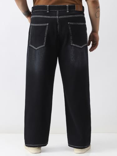 Image of Urbano Plus Men's Loose Baggy Fit Washed Jeans Non-Stretchable