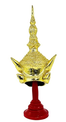 Figura Decorativa Máscara Ravana Thai Dorada 7x4x3 pulg miniatura 4