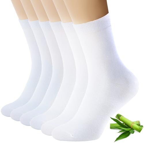 Niofind Calcetines Hombre Mujer, Calcetines de Bambú Sin Costuras, Suaves y Transpirables, Clásicos Negro y Blanco, Ideales para Trabajo, Deporte, Caminar, Casual, 6 Pares Unisex