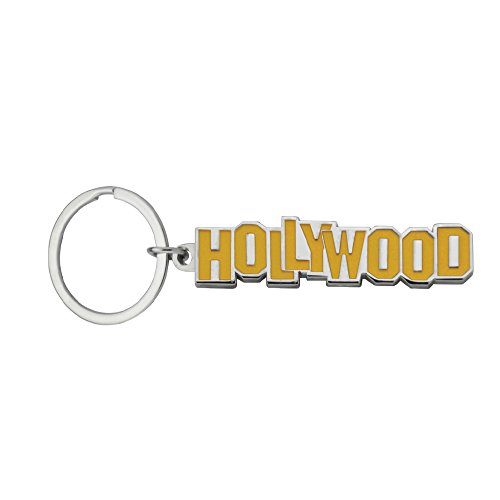 Key Chains Embossed HOLLYWOOD CALIFORNIA Metal Key chains Makes a Great Collectible Souvenir and Best Gift! (Yellow)