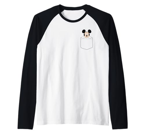 Disney Mickey Mouse Pocket Raglan Baseball Tee t-shirt sport vintage à poche