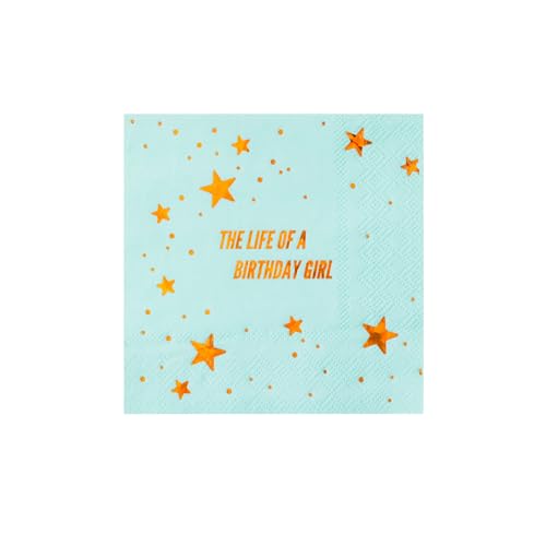 Bonjour Fte The Life Of A Birthday Girl Paper Party Cocktail Napkins | Premium Party Supplies | Gold Foil | Showgirl Era Celebrations & Birthday Bashes | Pack of 20 5 Folded