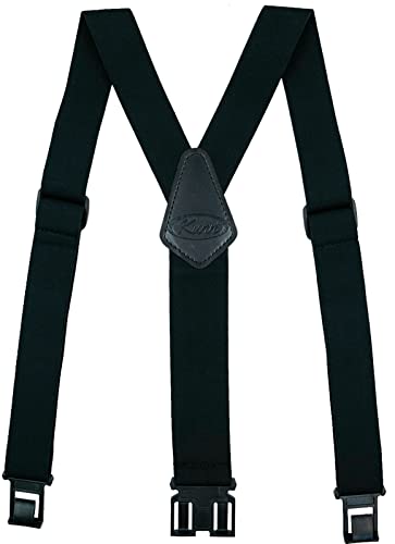 KUNN Mens 1.5 inch Adjustable Y Back Suspender Elastic Hook End Belt Suspenders Black