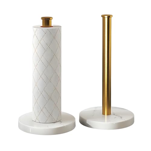 Kitchen Roll Holder Standing Marble Paper Towel Holder Tissue Roll Holder White Gold Marble Paper Towel Holder Countertop Bathroom Kitchen Countertop Stone Base