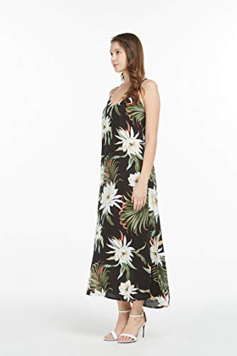 Image of Family Matching Hawaiian Clothes, Wispy Cereus Black | Lightweight 100% rayon • Family matching outfits • Tropical floral print • Beach vacations • Luaus • Cruises • Family photos