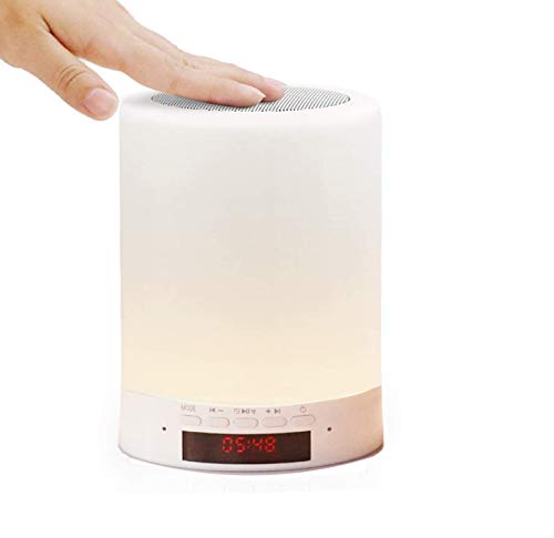 Preisvergleich Produktbild Aujelly Nachttischlampe mit Bluetooth Lautsprecher, Touch Nachtlicht Tischlampe RGB 3 Touch-Dimmbare Modi und 7 Farbwechselnde Tischlampe & LED-Lautsprecher, Geschenk für Frauen Männer Teenage Kinder