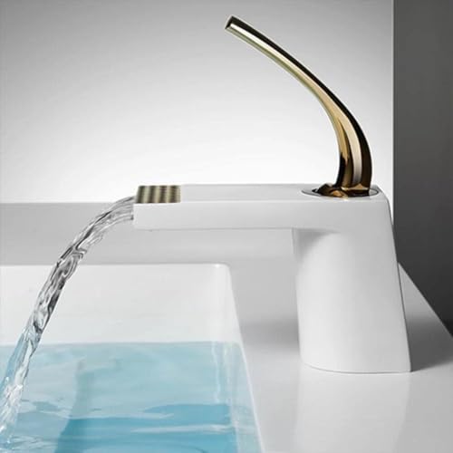 Robinet cascade salle de bain mitigeur levier unique laiton évier eau chaude froide - 5