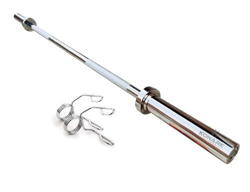 Image of Konark Fitness 5 Feet Olympic Barbell /Rod Heavy Weight Lifting Training Knurled Grip for Gym Workout (28 mm Internal Dia AND 50mm Outer Dia) Two Springs Collar (5 Feet)