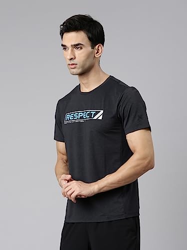Image of XTEP Black Cooling Comfort & Elastic Training T-Shirt for Men- Polyamide+Polyester+Elastane Sports Elastic Performance Cool Tech Rapid Heat Conduction & Dissipation